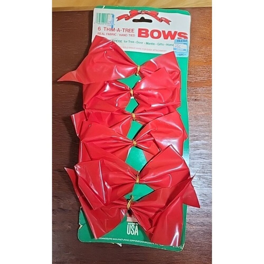 Vintage Trim-a-Tree Bows 6 Pack NEW In Package Christmas Decor Old Stock